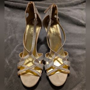 Nine West Silver Strappy Heels for Formal Elegance